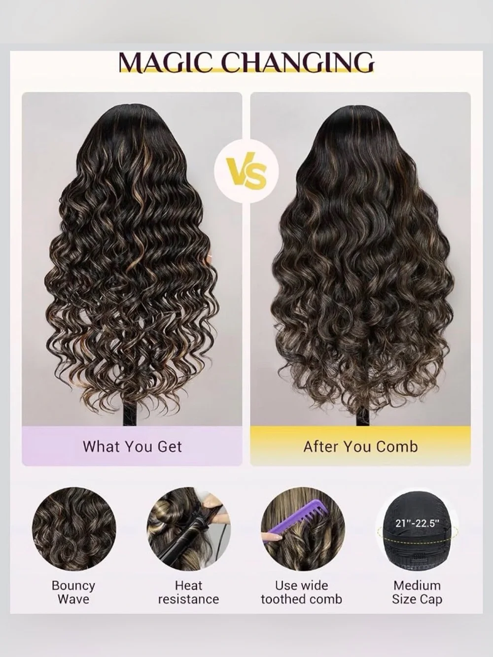 TESLAL Balayage Wear and Go Glueless Wig Pre Cut HD Lace 6X6 Lace Wig 24 Inch